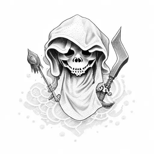 Cute Grim Reaper Holding A Pink Slip