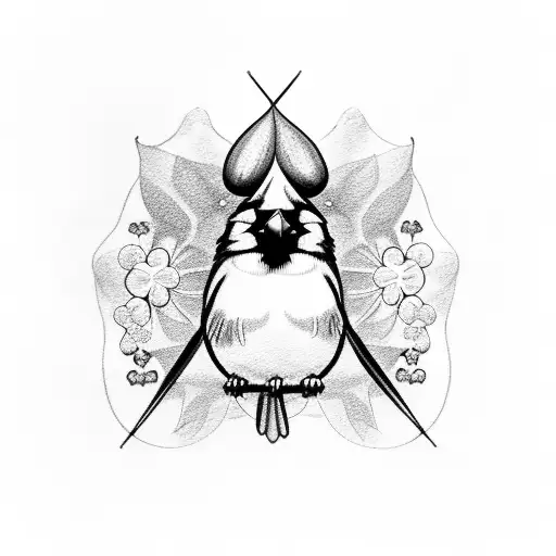 Cardinal With 4-Leaf Clover In Beak On Top Of The 9 Ball