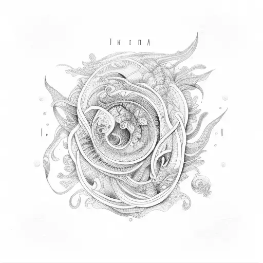 An Intricate Design Of Intertwined Ocean Waves And Plants