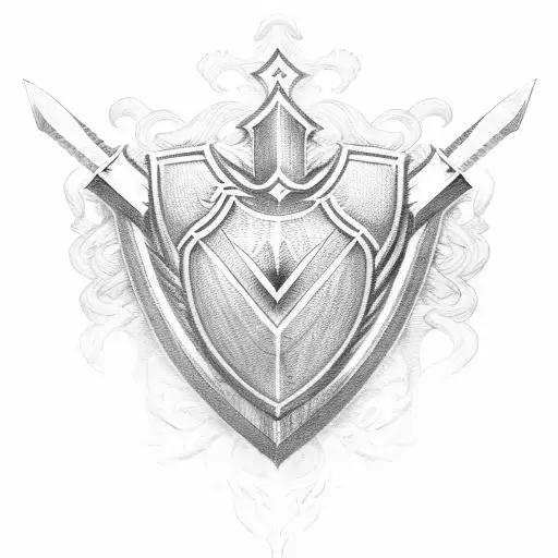 Sword And Shield Protecting Heart