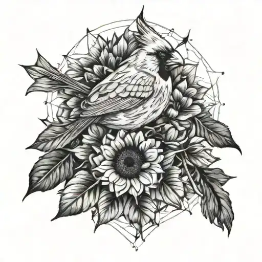 A Geometric Interpretation Of A Cardinal Surrounded By Sunflowers