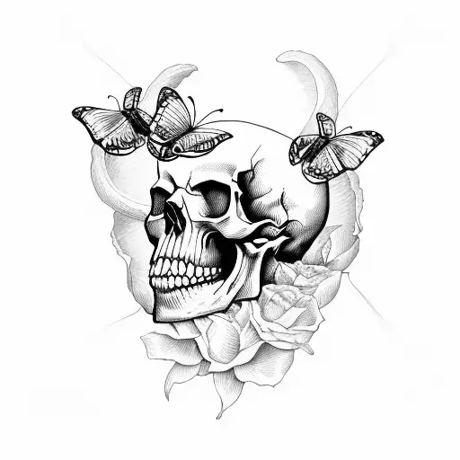 Skull With Butterfly