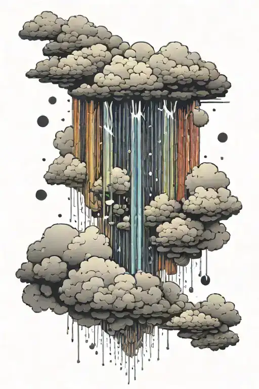 A Surreal Scene Of A Rainbow Cascading Into A Cloud