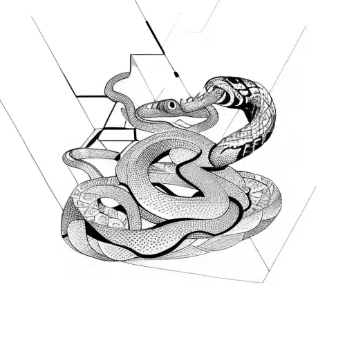 Abstract Snake Formed By Interconnected Geometric Shapes