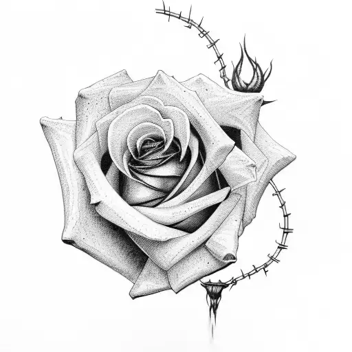 Rose Wrapped By Barbed Wire