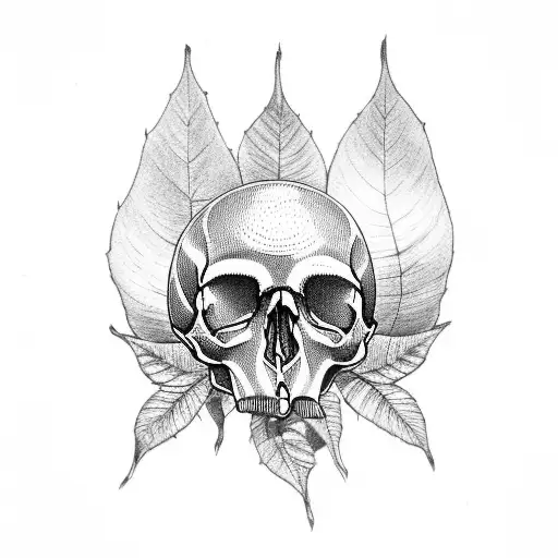 Full Body Skull Sitting On Leaf
