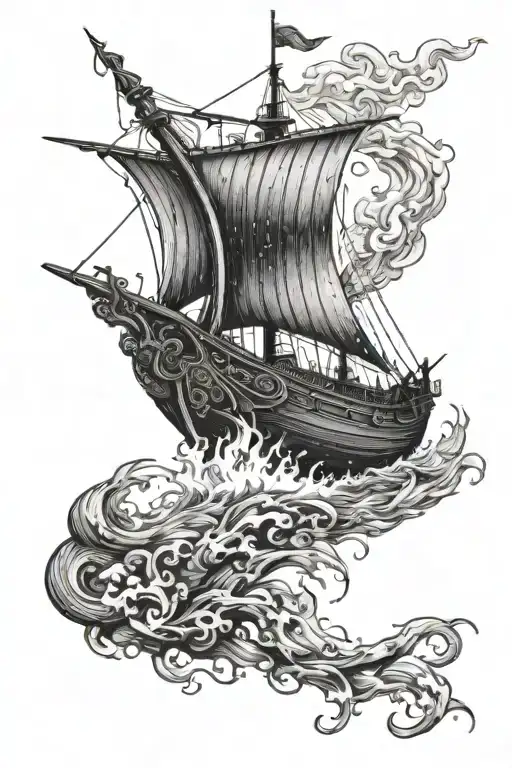 Vikings Boat On Fire