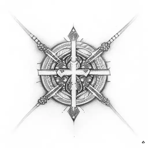 Cross Necklace Wrapped Around Forearm