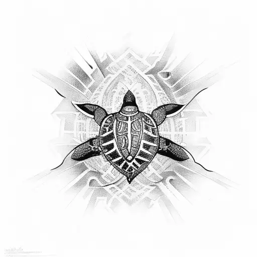 Tribal Tattoo Featuring Turtle