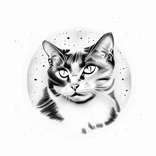 Caricature Of A Black Cat Holding Van Googh's Painting Starry Night