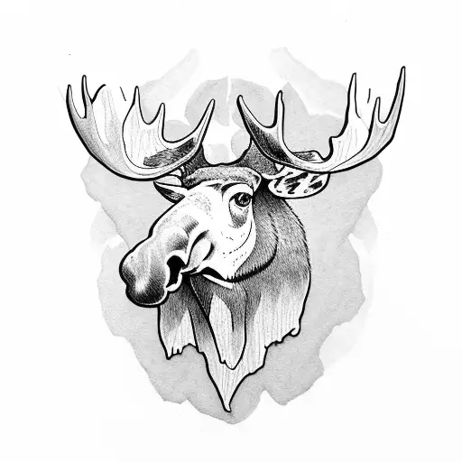 Moose Head With Half Skull