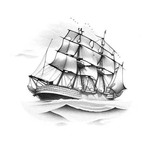 Wooden 1800S 3 Mast Sailing Ship Being Attacked By Giant Octopus