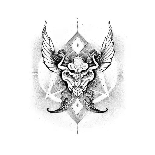 A Harmonious Blend Of The Virgo And Scorpio Symbols In A Dotwork Style