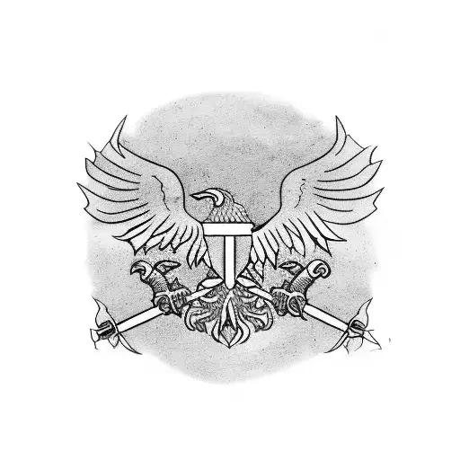 Outline Of Two Headed Albanian Flag Eagle Filled With A Minimalist Albanian Beach Scene