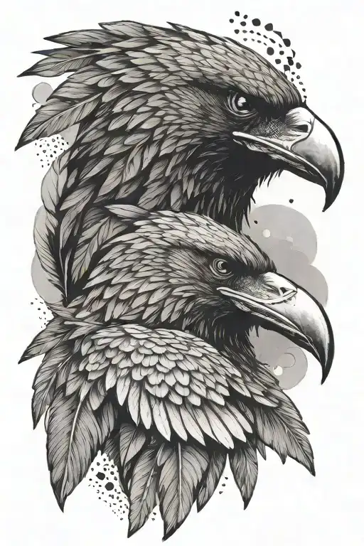 Two Feathers Raven And Eagle On Forarm Half Sleeve