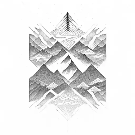 A Mesmerizing Mountain Range With Intricate Patterns Of Mtg Cards Forming The Peaks