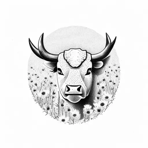 A Bull Standing Proudly In A Field Of Wildflowers