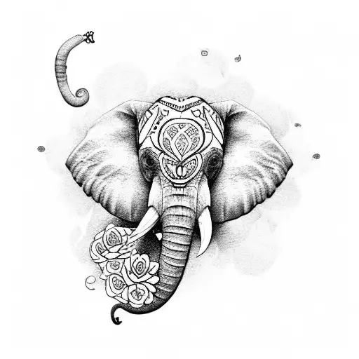 Elephant And Flowers