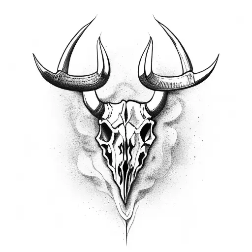 Bull Skull With Flames