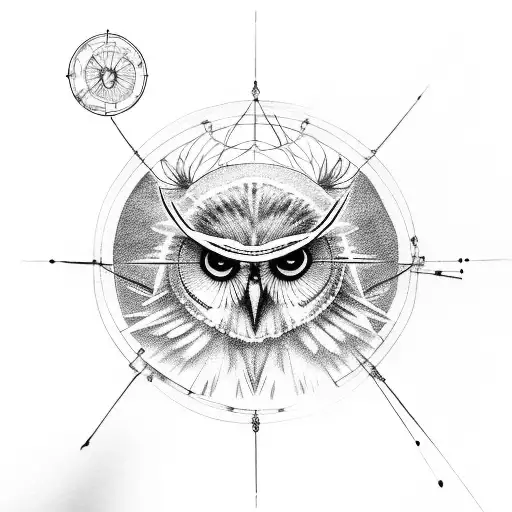 Vitruvian Man With Small Owl Face