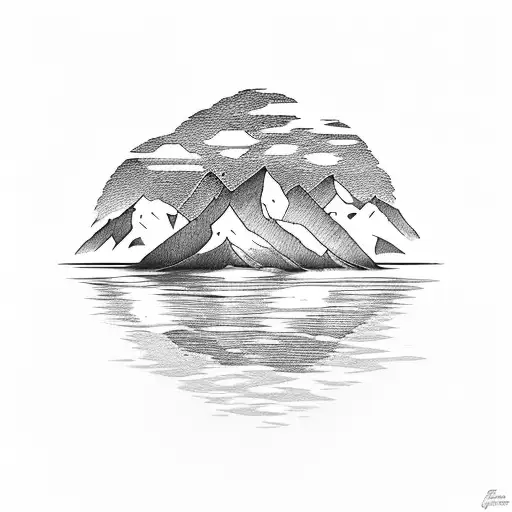 Mountain With Lake And Desert In The Reflection