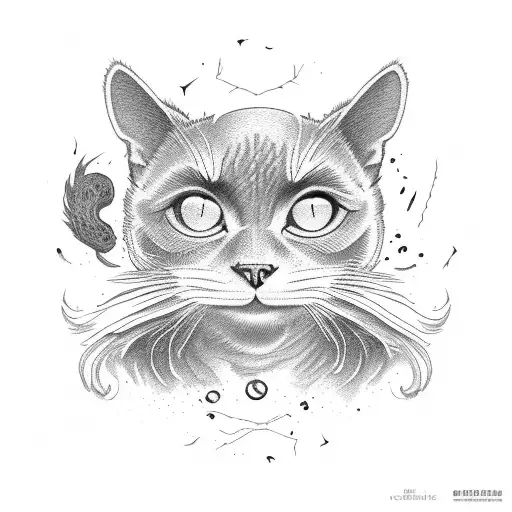 Dead Black Cat In A Pull Of Blood With A Cracked Skull