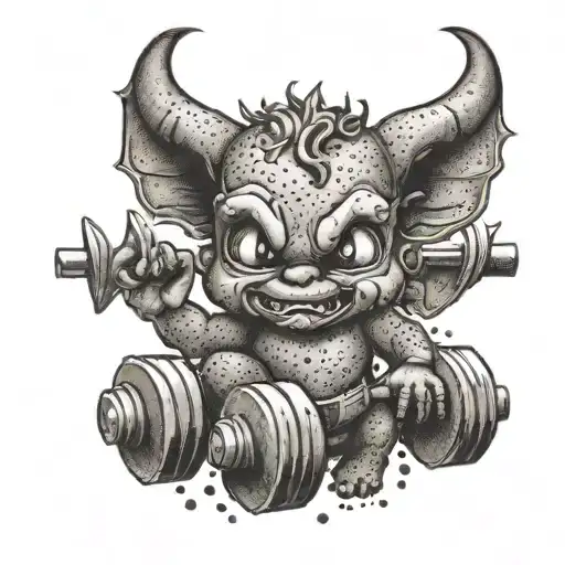 Baby Devil Lifting Weights