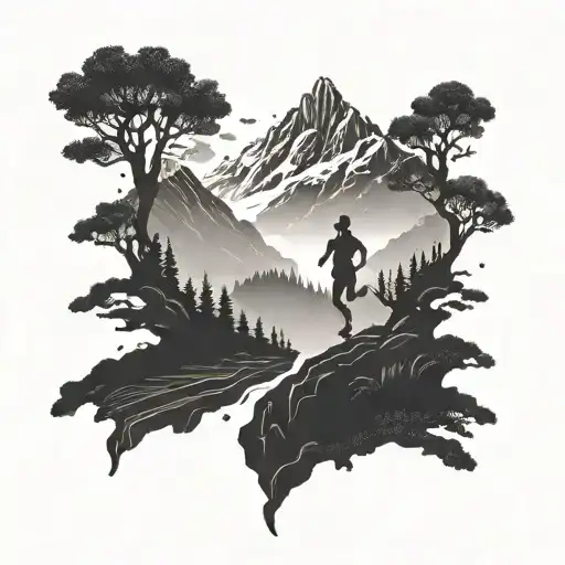 A Silhouette Of A Runner On A Scenic Mountain Path