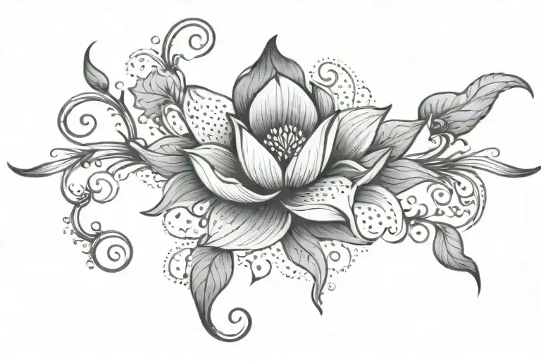 Lotus Vine With 7 Hearts Symbolizing