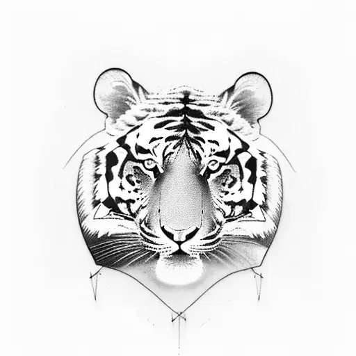 A Sports-themed Tattoo Featuring A Tiger And An Eagle Competing In A Game-like Arena