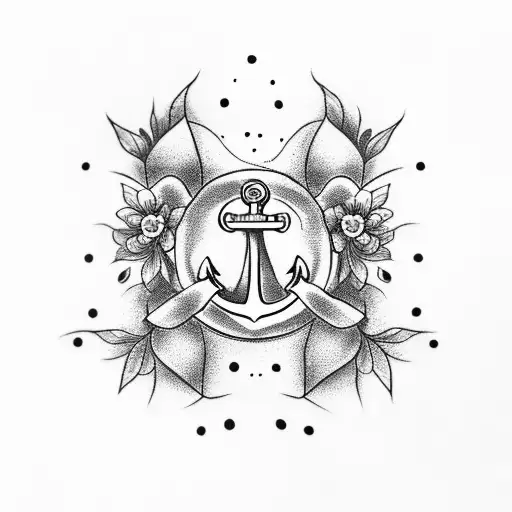 Anchor With Flowers With Two Doves