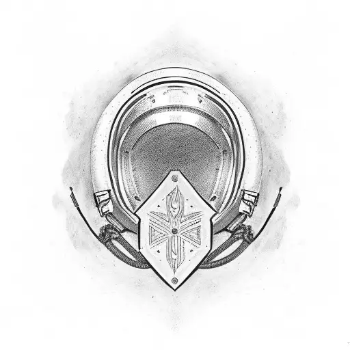 A Military Helmet Adorned With Symbols Representing Slavonski Brod