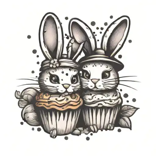 Muffin Bunny Rabbit Best Friends Cute Colorful Funny
