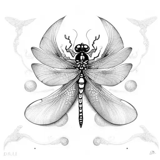 Dragon Fly With Eyes On The Wings