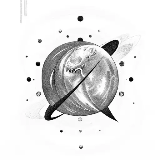 Planet With Rings Pierced By A Sword