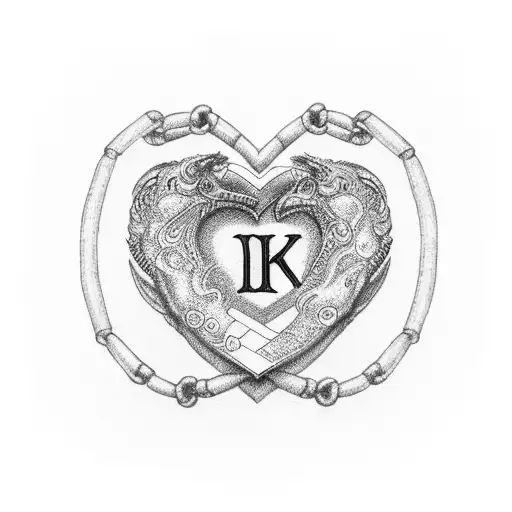 Male Bracelet With Heart And The Initials M And K