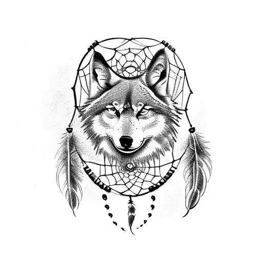 Dream Catcher With Wolf Head