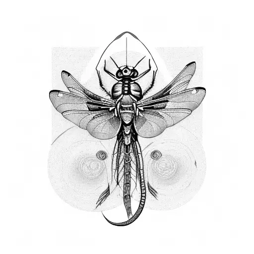 Dragon Fly With Eyes On The Wings