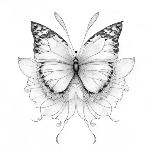 Delicate Floral Butterfly Silhouette