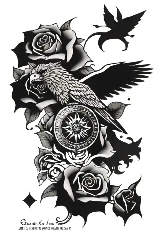 Griffin And Roses And Compass