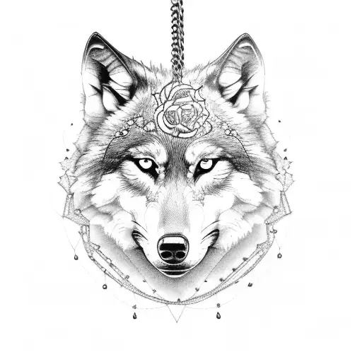 Wolf With Chain And Rose
