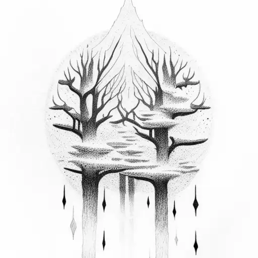 A Hauntingly Beautiful Moonlit Forest With Hidden Occult Symbols