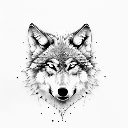 Wolf Close Up Face Straight Facing