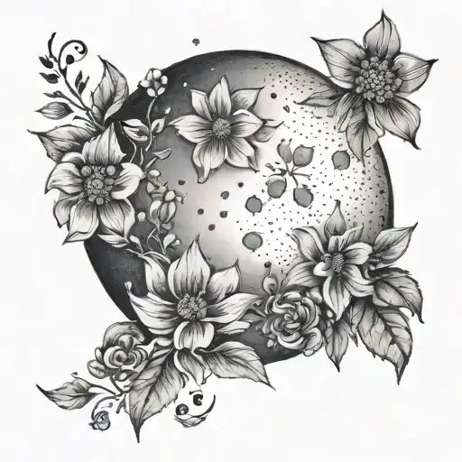 Moon With Flowers