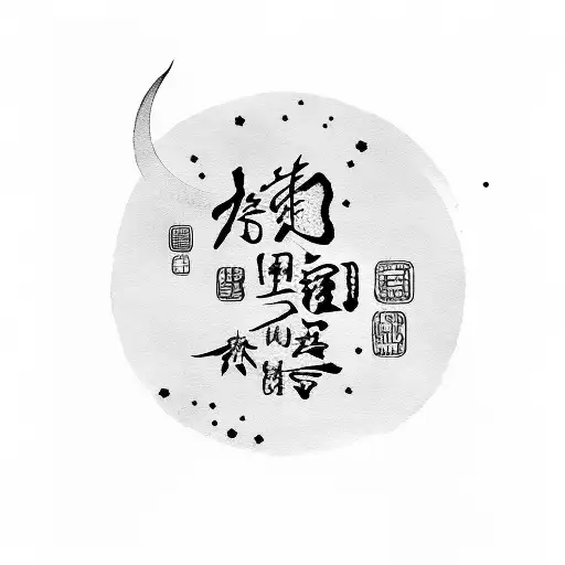 Chinese Calligraphy Of An Inspirational Quote Surrounded By Stars