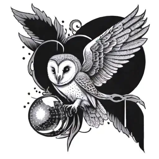 Barn Owl Holding Cristal Ball