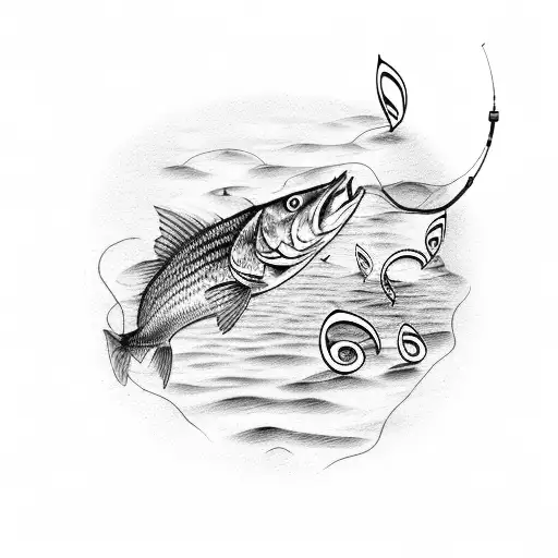 A Fisherman Casting A Line Into A Lake Filled With Music Notes