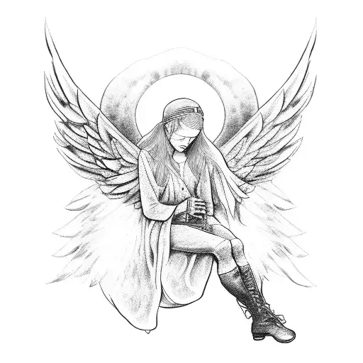 An Angel Descending Towards A Ww1 Soldier