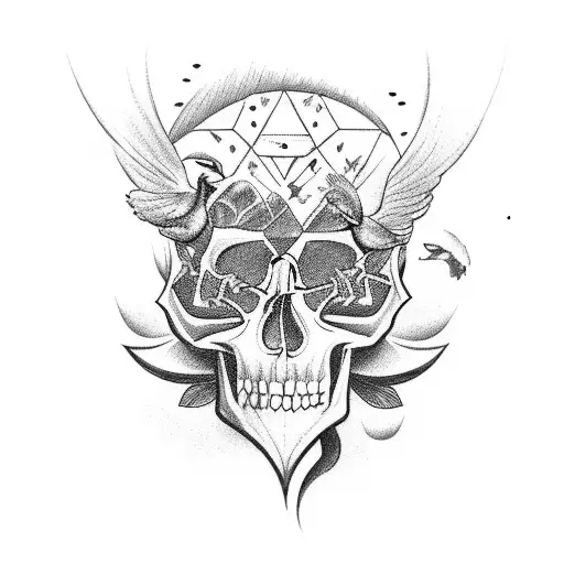 Flock Of Birds With Skull