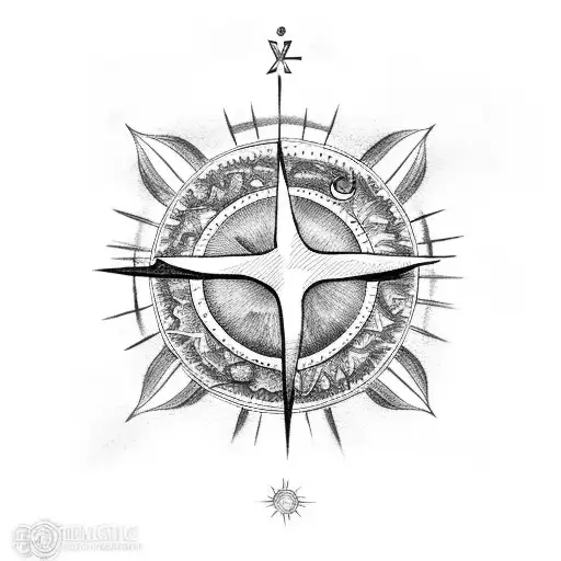 Christian Cross With Sun And Moon